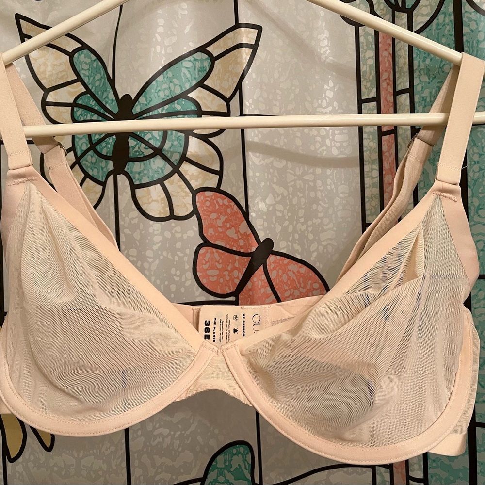 CUUP - Plunge Mesh Bra - 36E / Beige